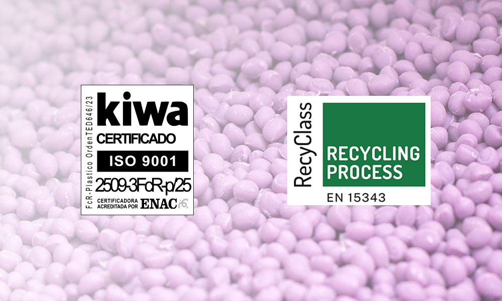 Plásticos Alser - Plástico reciclado 5 Recertificación ISO 9001 y RecyClass